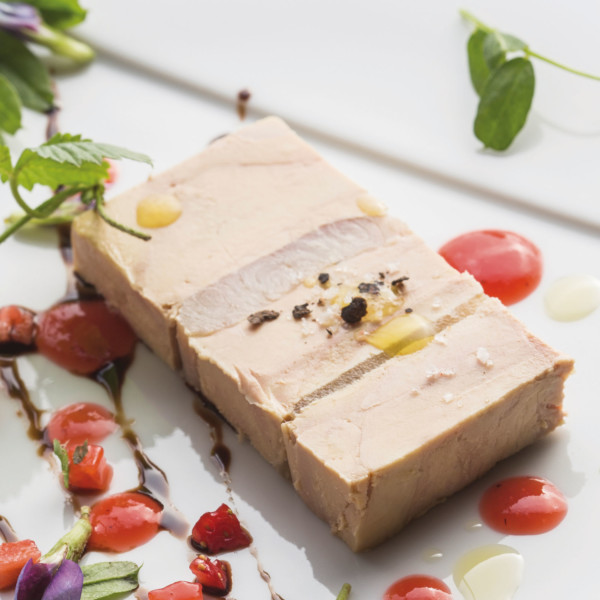 Pressé de foie gras du Sud-Ouest et anguille fumée