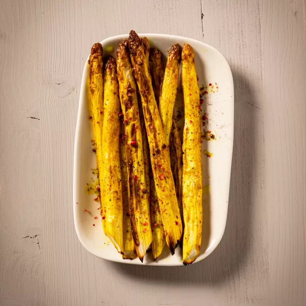 Asperges blanches rôties au four