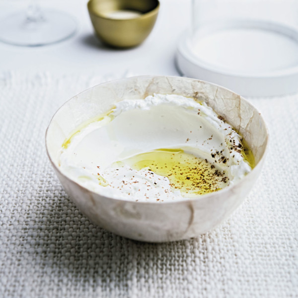 Labneh et huile d’olive menthe fraîche