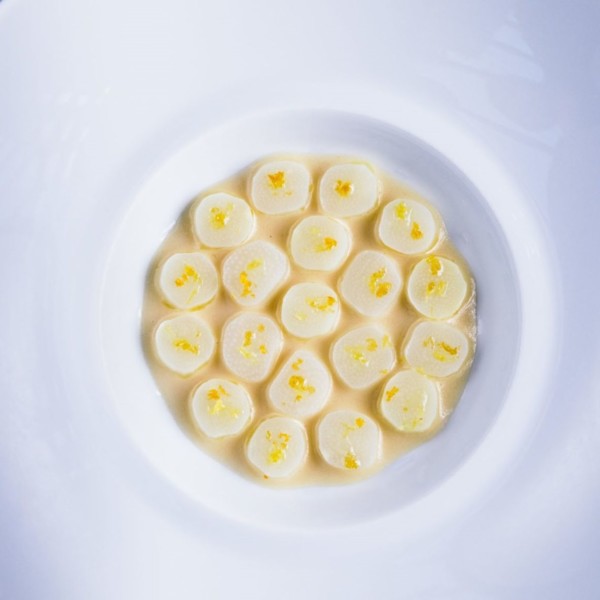 L’asperge blanche, escabèche, poutargue et citron jaune