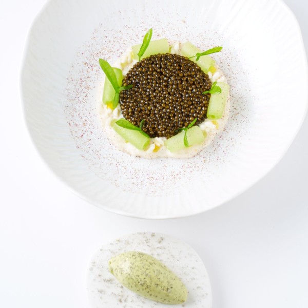 Caviar à la rose genmaicha et riz