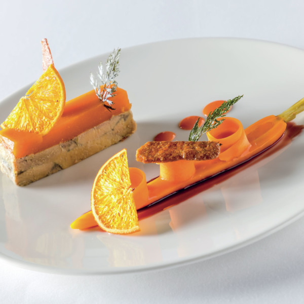 Restaurant La Cueillette Aurélien Mignolet foie gras pressé carottes oranges