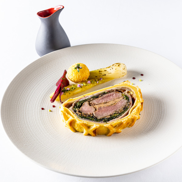 Filet d’agneau et foie gras de l’Auxois en croûte
