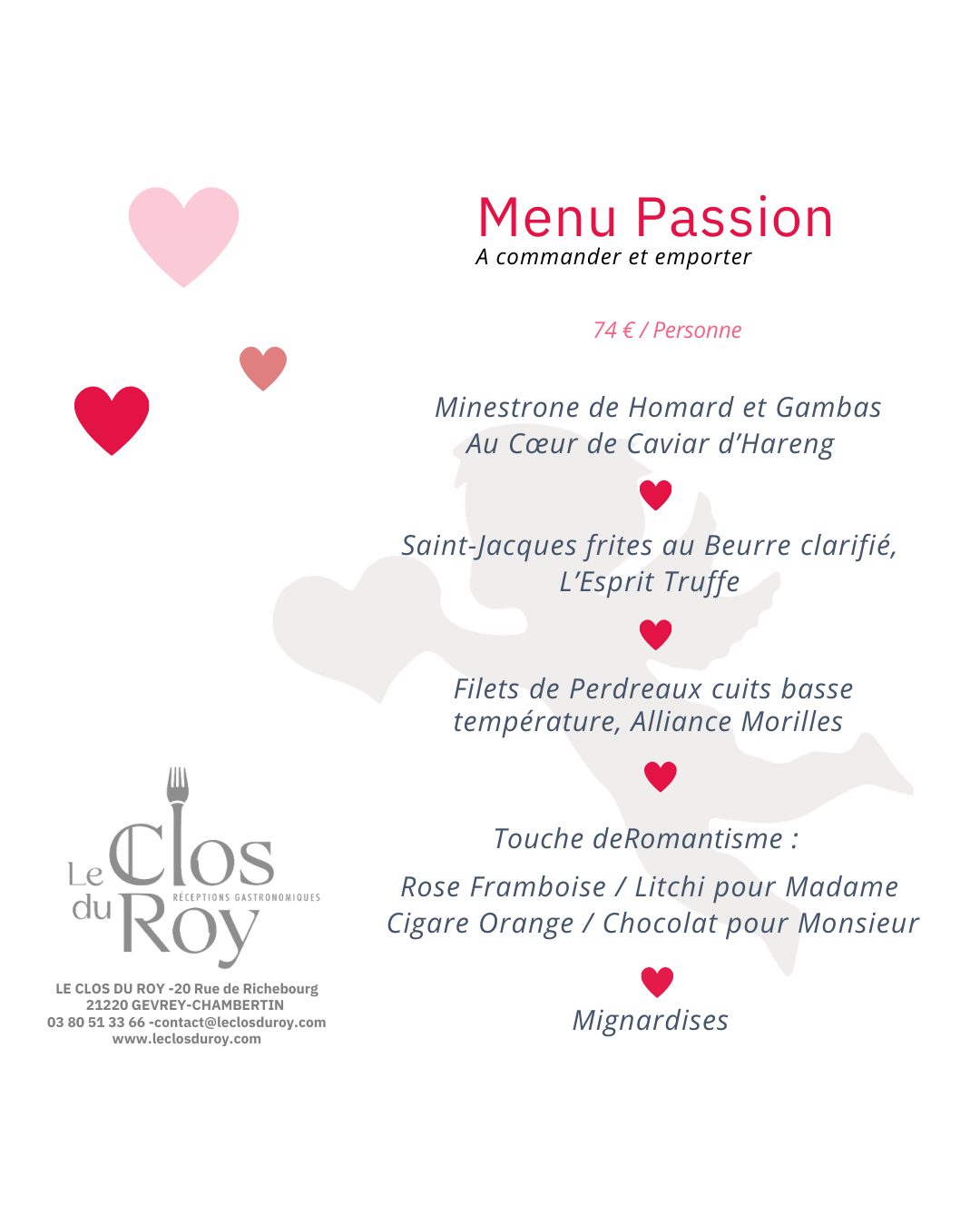 Le clos du Roy : Menu passion 