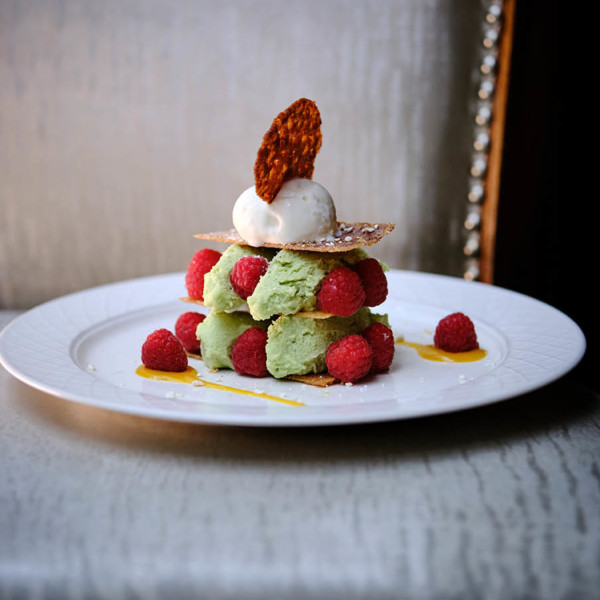 Millefeuilles de framboises, mousse 