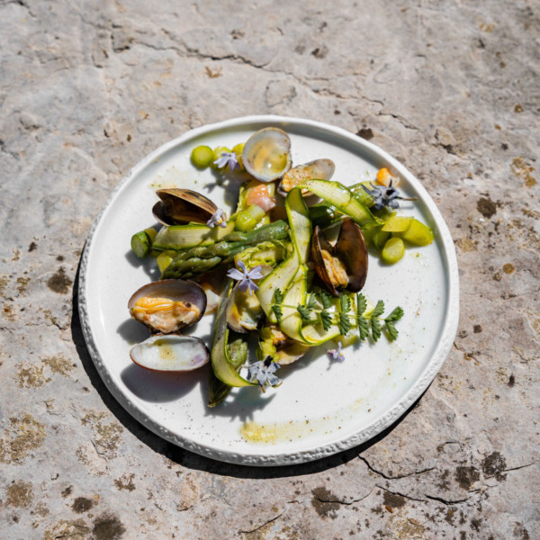 Asperges tonnato et palourdes