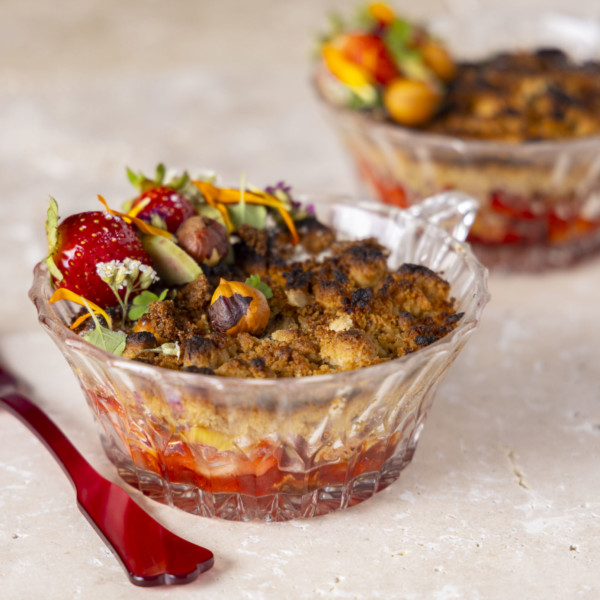 Crumble fraises & rhubarbe