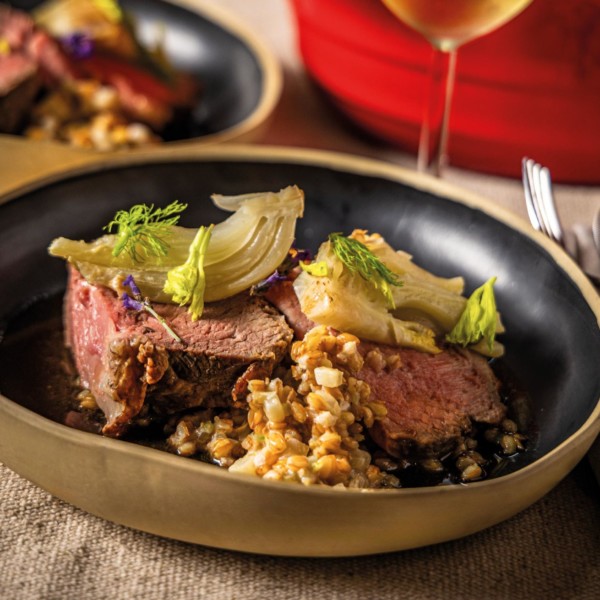 Quasi de veau et risotto de petit épeautre