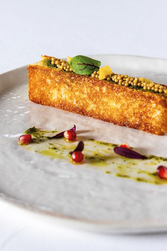 Raie croustillante, citron confit, coulis de persil