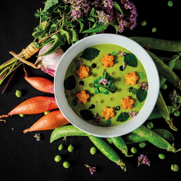 Velouté de petits pois au miso